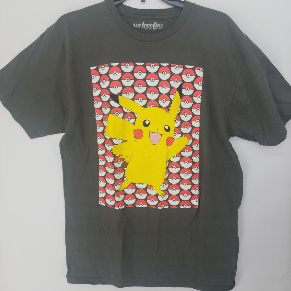 Pokemon Pikachu Poke Ball Panel Graphic Tee Dark Charcoal L